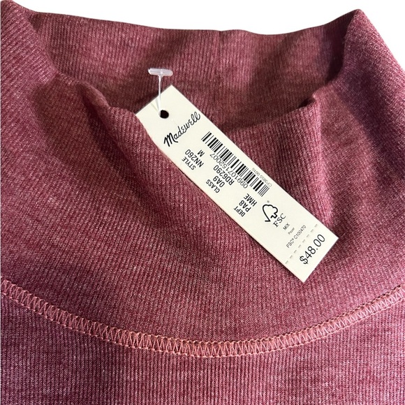 Madewell Heather Merlot Semi-Sheer Mock Turtleneck - Picture 3 of 5